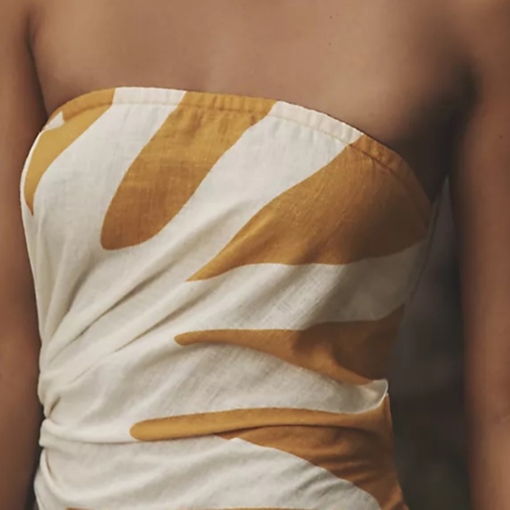 Anthropologie Celandine Strapless Cutout Linen Blend Dress Size Large - Picture 4 of 6